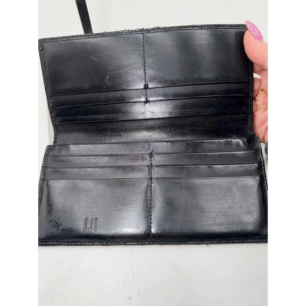 Dunhill Black Leather Long Bifold Wallet Made in Italy 0910 AB